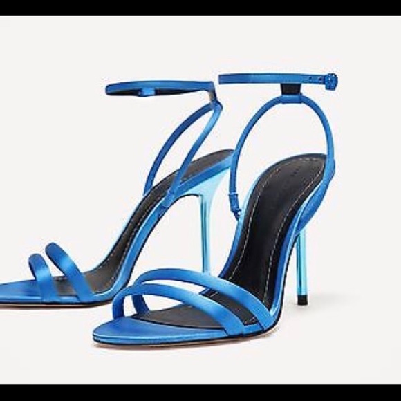 blue satin sandals